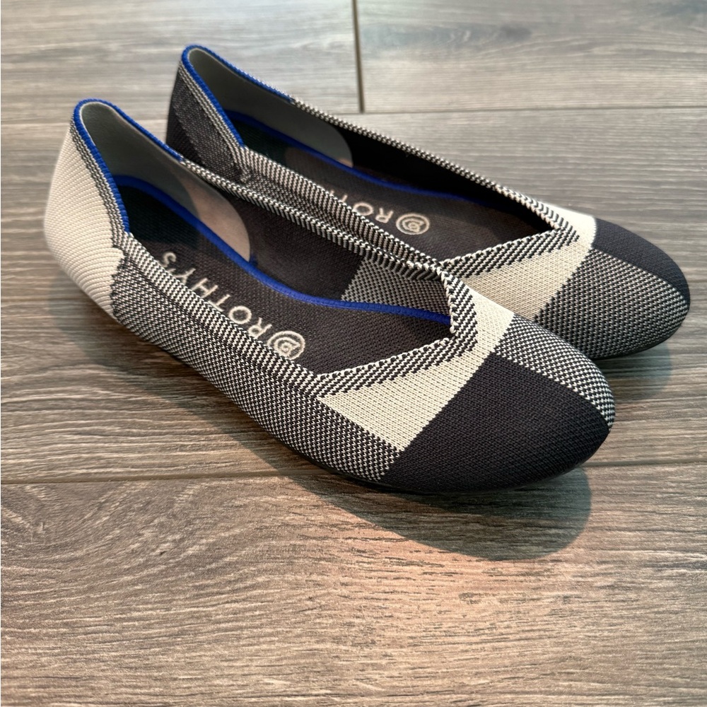 Rothy's Black and White Flats with Color-Block Design
